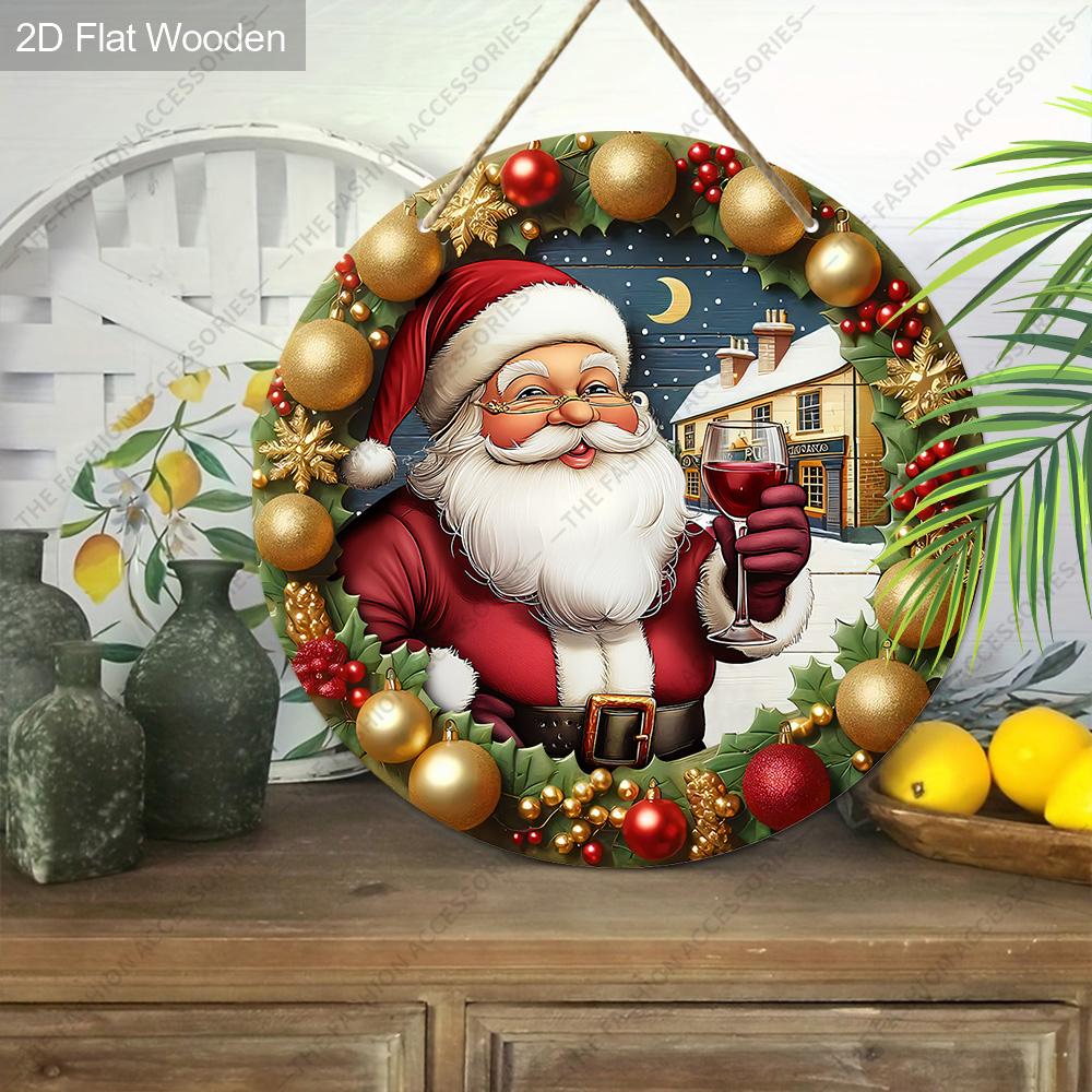 Christmas decoration sign,indoor hanging decorations,wall art,2D flat Wooden products with Santa Claus patterns,Christmas gifts for friends and family