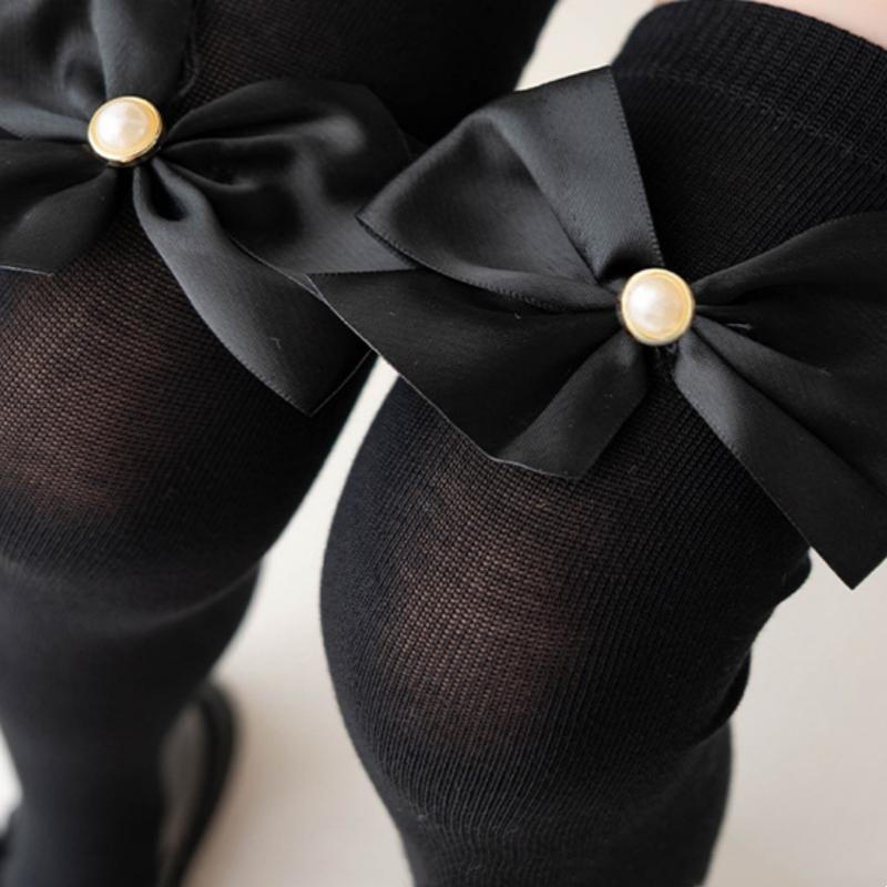 Kindersocken für Mädchen Schleife Lange Socken Schule Teenager Kniestrümpfe Baby Mädchen Overknee-Socken Frühling Herbst