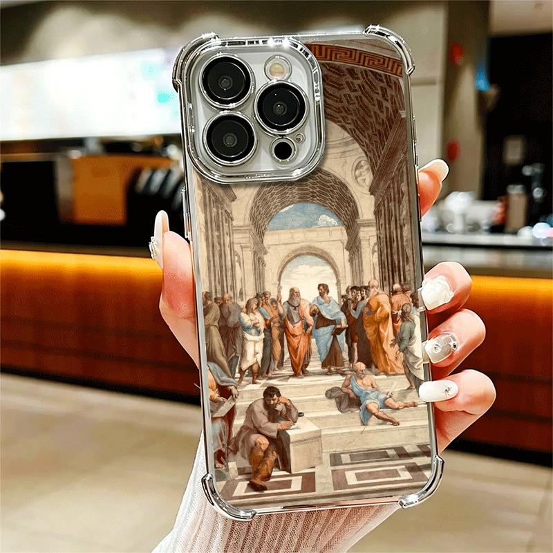 

Renaissance Aesthetics Art Painting Plating Phone Case For Iphone 16 17 Pro Max Air 16E 14 15 Plus 12 13 Mini Anti-Fall Airabag iPhone 13 Mini