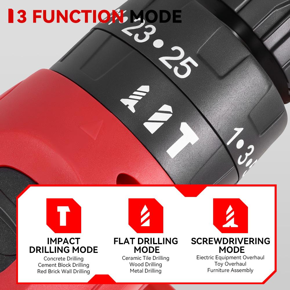 ONEVAN 25+3 Torque Electric Impact Drill Multifunctional 2 Gears Cordless Hammer Drill Power Tool For Makita 18V Battery Pin