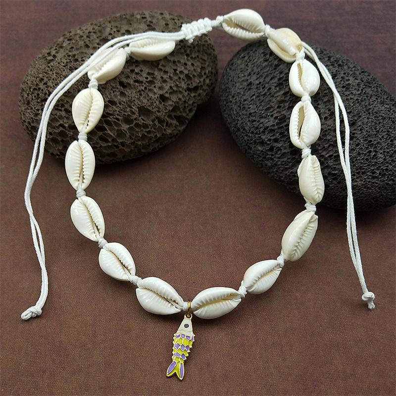 Sea Turtle Fish Crab Bracelet Necklace For Women Girls Hot Summer Manta Ray Bohemian Handmade String Rope Chains Female Jewelry
