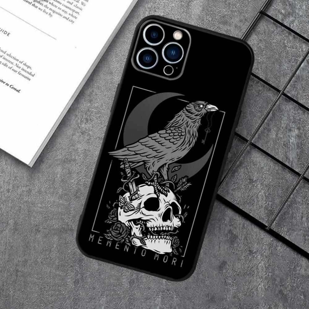 Memento Mori Phone Case For Apple iPhone 15,14,13,12,11,XS,XR,X,8,7,Pro,Max,Plus,mini Silicone Black Cover