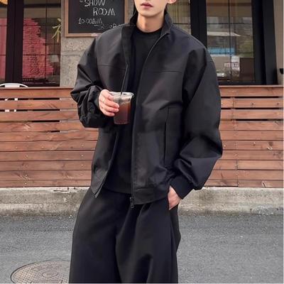 Jaqueta Bomber Masculina Estilo Americano Nova Primavera Outono 3 Provas Softshell Gola Alta Curta Tendência Casual Jaqueta Baseball