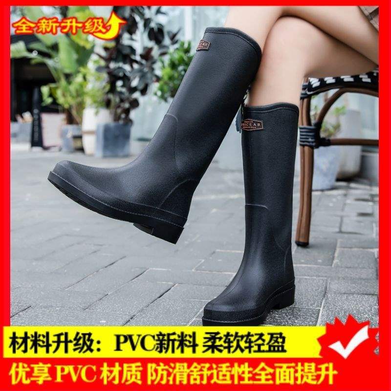 Fashion rain shoes women rain boots boots autumn and winter long tube rain shoes round head kitchen waterproof and non-slip ins wind