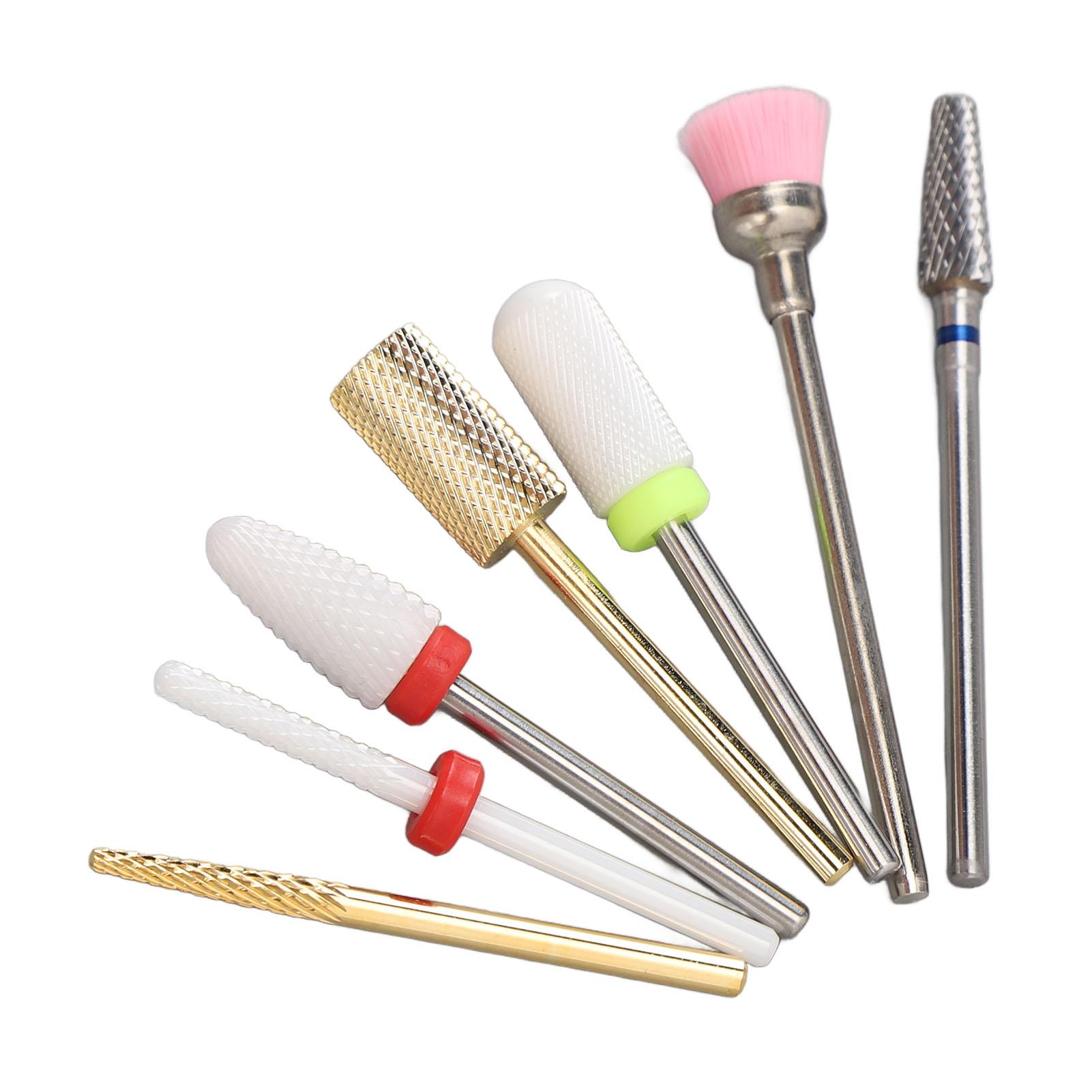 

7 шт. Набор фрез из карбида вольфрама для ногтей, керамические фрезы, портативная маникюрная шлифовальная головка с