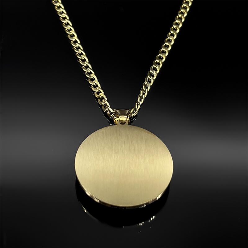 SAINT MICHAEL PROTECT US Archangel Stainless Steel Round Glass Medal Pendant Necklace for Women Men Gold Color Chain Jewelry