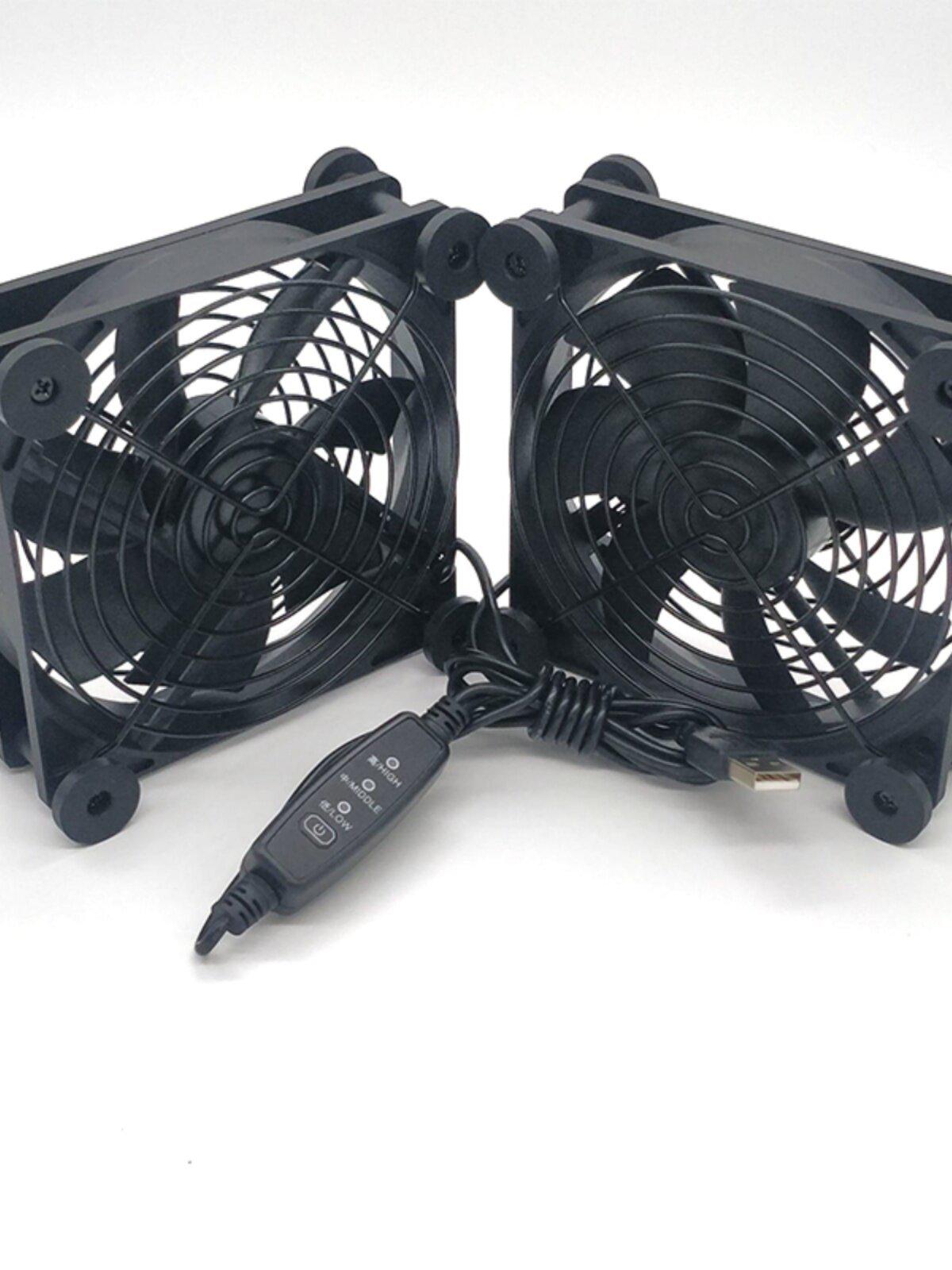5V USB Double Ball Bearing Fan with Three-Speed Controller | High Airflow Cooling for Router/Set-Top Box/Optical Modem thlznsdj#j#%%$*&j#%hu+