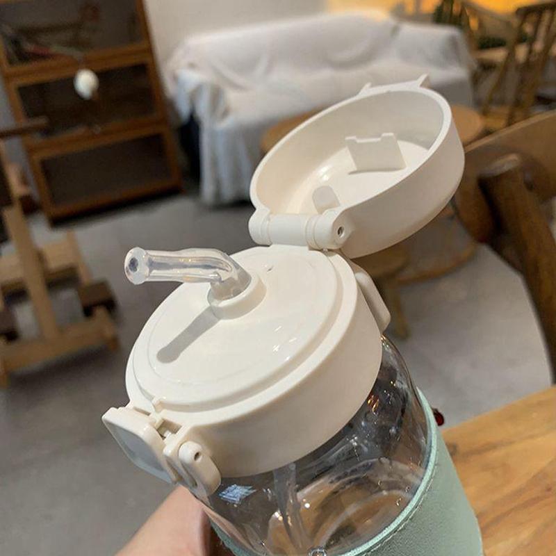 500Ml Portable Water Bottle With Straw Creative Cute Leak-Proof Plastic Drinking Bottle Milk Coffee Tea Juice Cup Drinkware