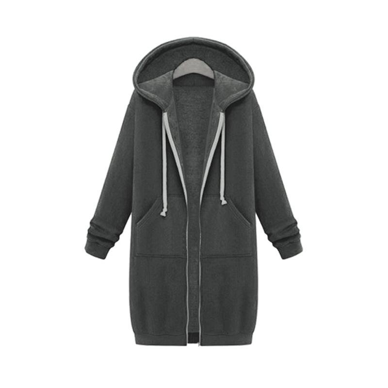 Felpe con cappuccio casual da donna, autunno inverno, con cerniera, a maniche lunghe, larghe, con cappuccio, con tasca con cerniera, taglia maxi, abbigliamento sportivo