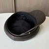 New Retro Pu Leather Octagonal Hat Women's Spring and Autumn Temperament Versatile Flat Top Face Little Painter Hat Newsboy Hat