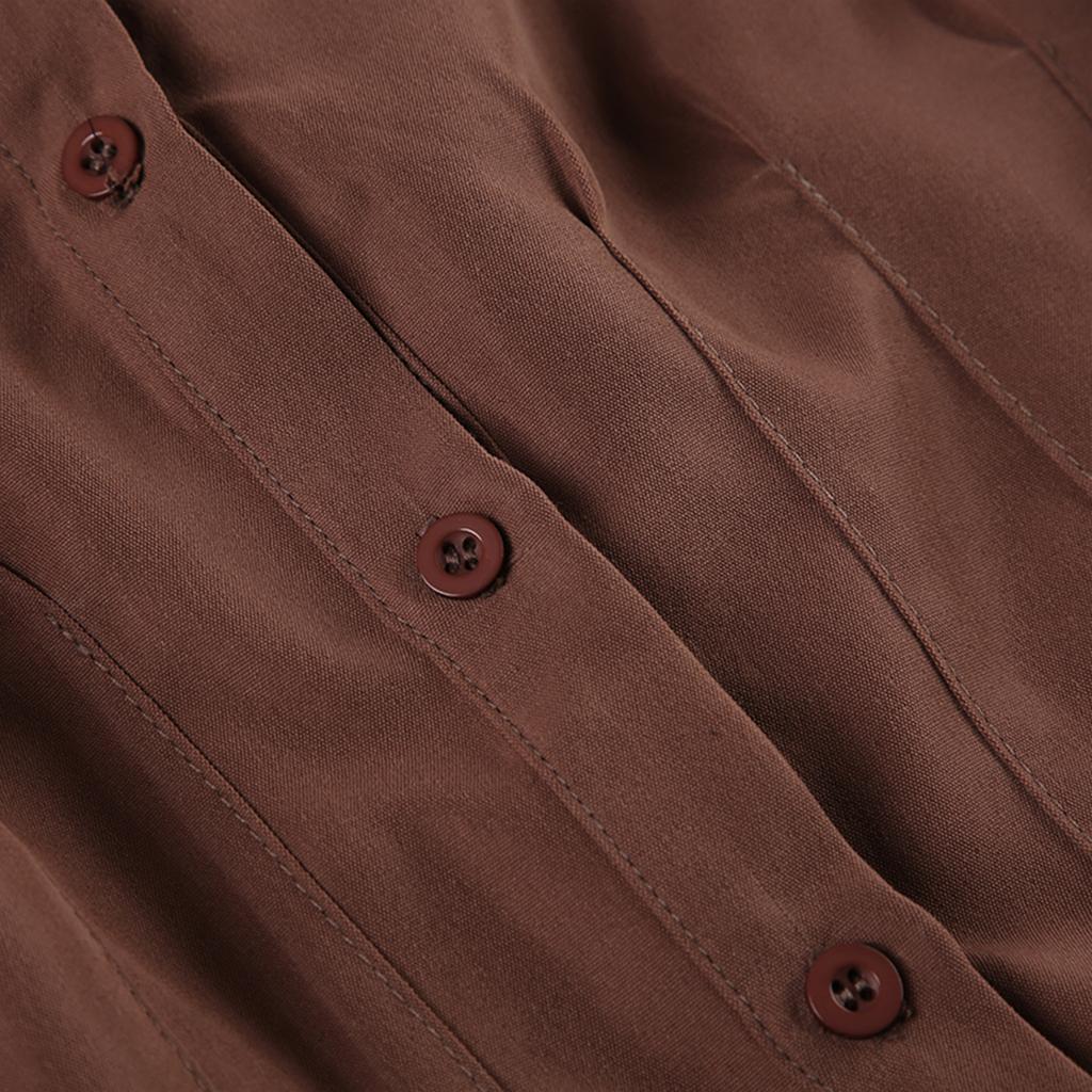 Kadın Kısa Kollu Gömlekler Düz Renk Pileli Düğmeli Moda Bluzlar Yazlık Slim Fit Günlük Üstler Sokak Giyim