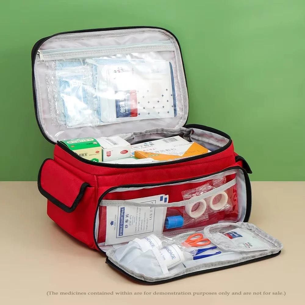 Portable Medical Organizer - Compact First Aid Kit Bag for Home, Car & Travel | Waterproof Medicine Storage with Zipper Pockets