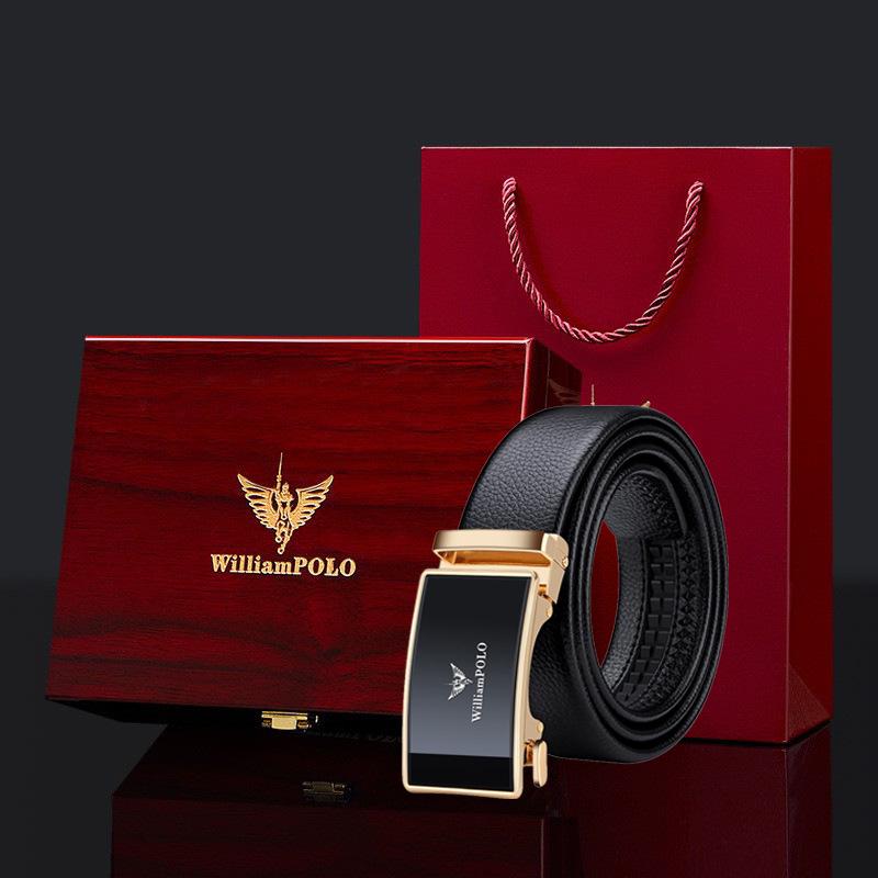 Paul Men's High-Grade Leather Automatic Buckle Belt - Sleek Business Style