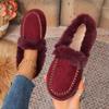 Women's Retro Fuzzy Round-Toe Cotton Shoes - Fleece-Lined, Thickly Padded, Flat Sole. Stylish, Versatile & Cozy Winter Footwear, Ideal for Wholesale