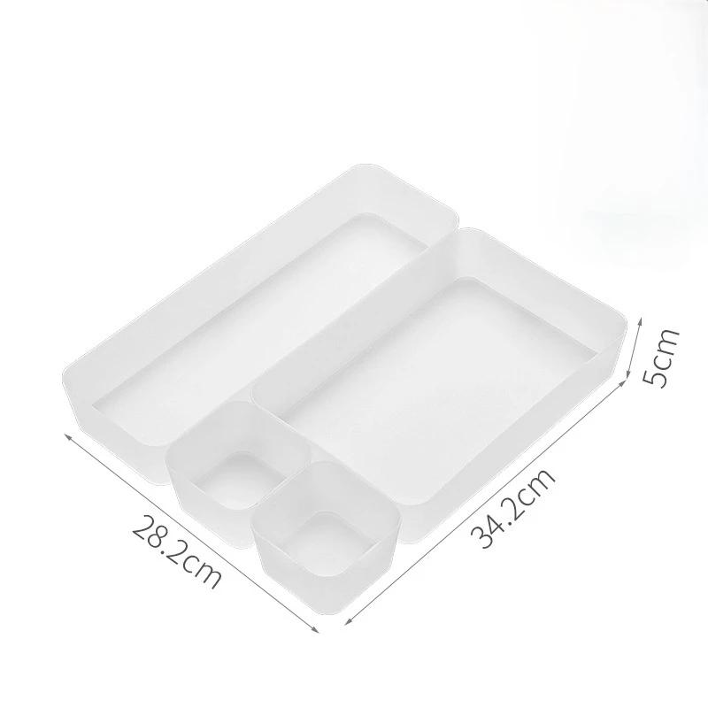 Set Organizator Sertare Ajustabil - Cutii de Depozitare din Plastic cu Separatoare, Recipient pentru Diverse de Birou și Cosmetice