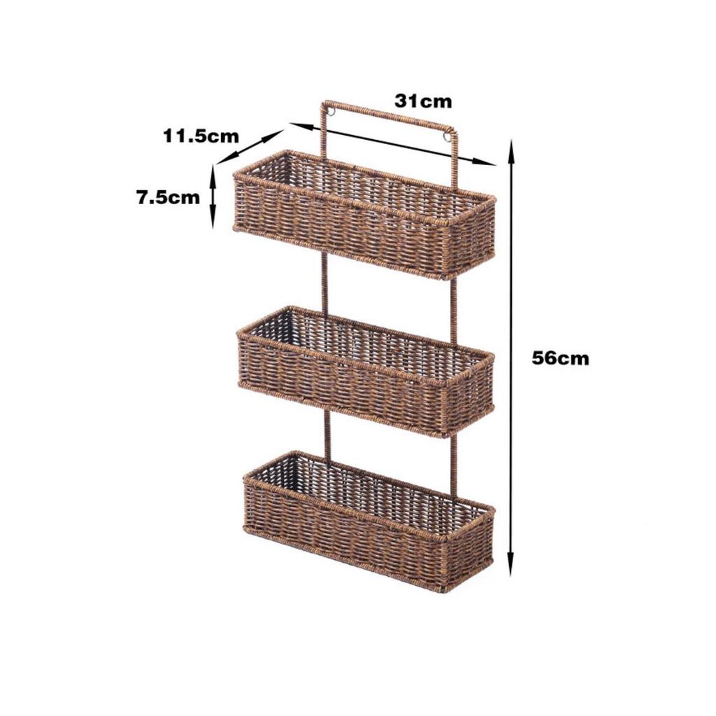 Vertical Storage Organizer Multi-Purpose Three-Tier Wall-Mounted Basket