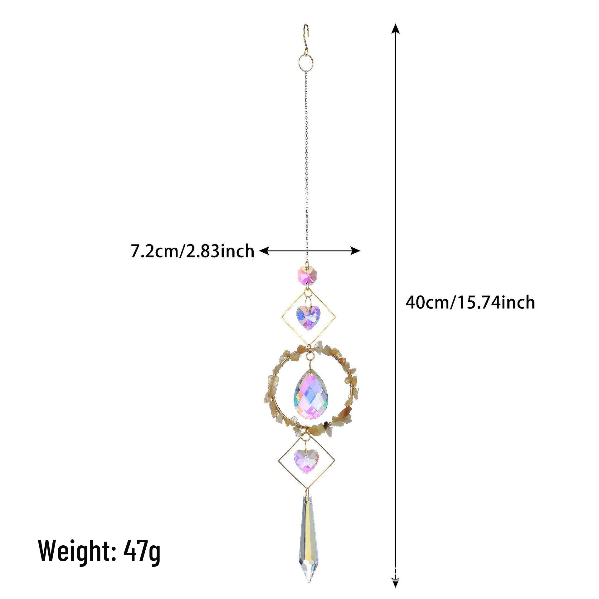 Хрустальный Ловец Солнца с Подвеской, Колокольчиком и Натуральным Камнем