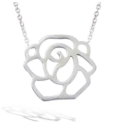 [N5394] - Silver Necklace 'Rosa Romantica' Silver (rhodium-plated) - 20 Mm
