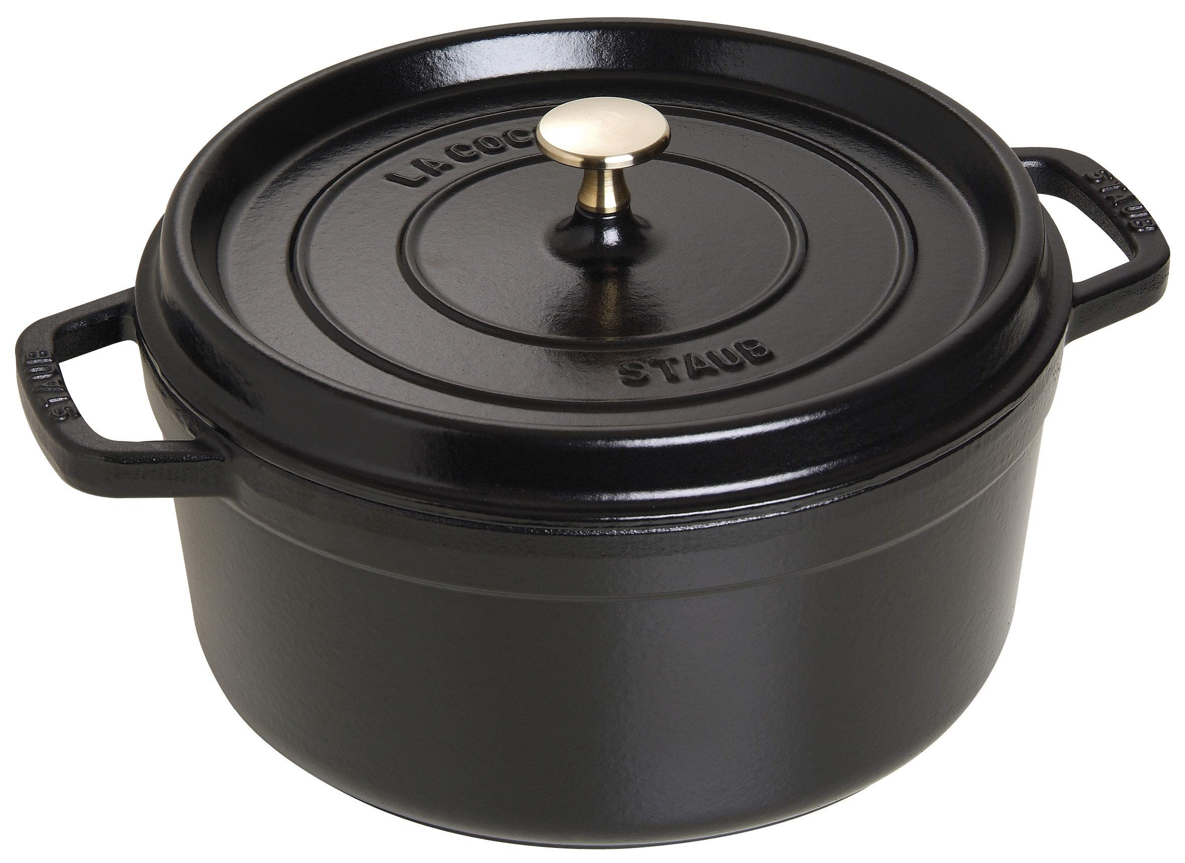 

STAUB Cast Iron Roaster/Cocotte, Round, 5 L, Black, 26 cm
