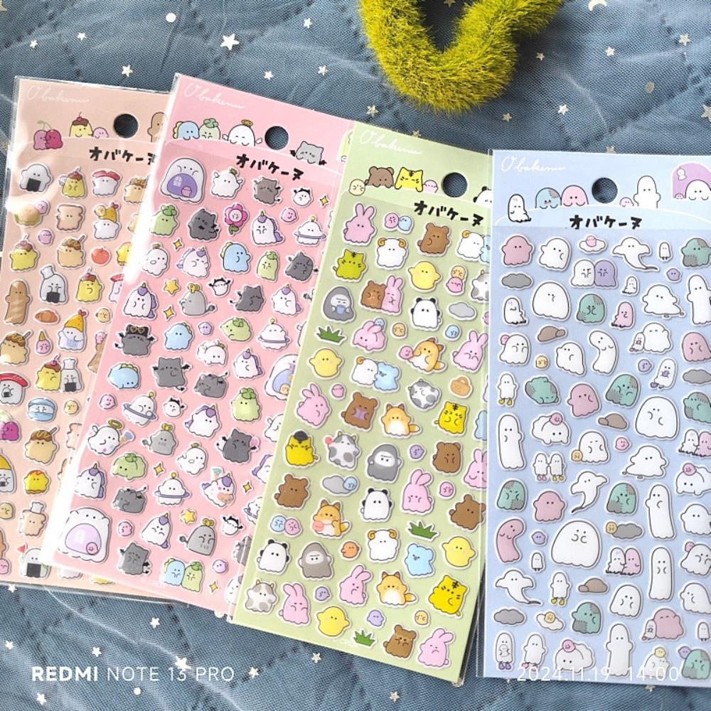 4-Piece Cute Ghost Crystal Epoxy Resin Stickers Multiple Styles Decor for Diaries & Phone Cases BulingBulingStickers Store