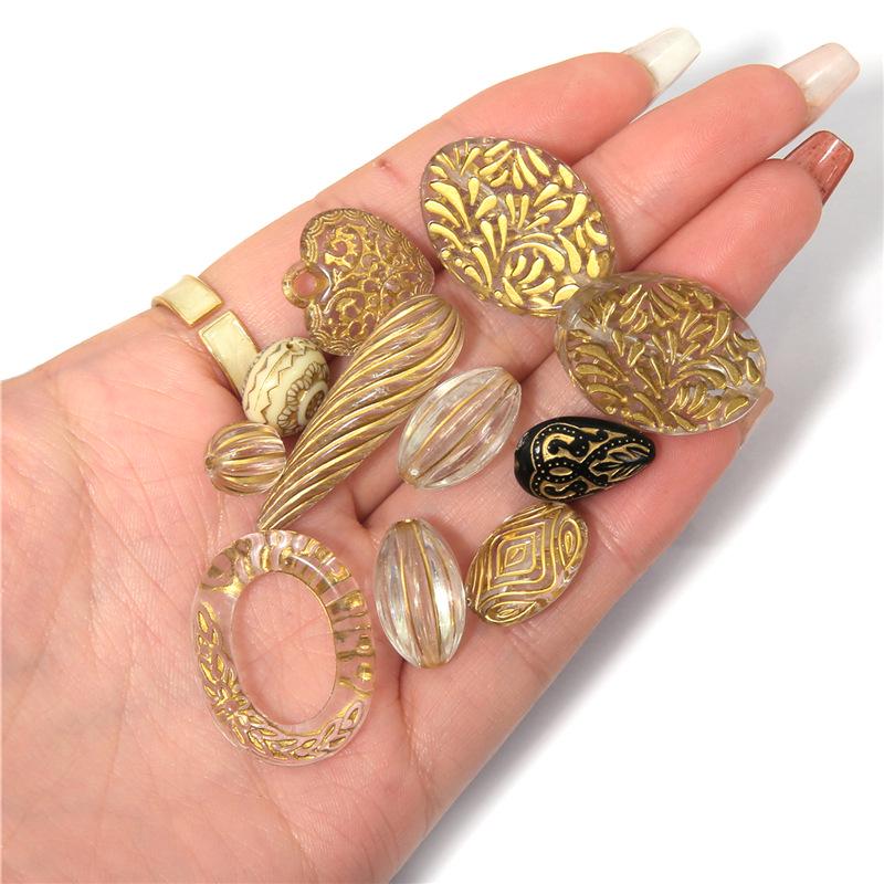 Baroque Gold-painted Acrylic Beads for DIY Necklace & Bracelet Accessories
