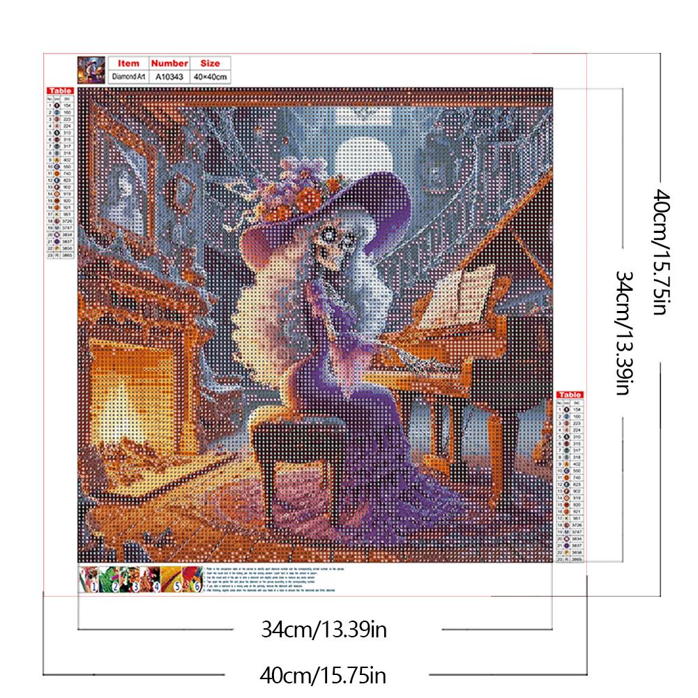 Halloween 5D DIY Vollbohrer Runde Diamantmalerei Set für Heimwanddeko