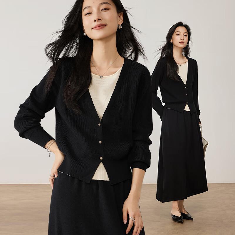 VICTORIA&VERA Women's Faux Two-Piece Cardigan & Skirt Set