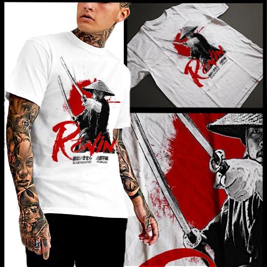 Japanese Samurai Swordsman With Two Katanas T-Shirt Bushido Code Till Death XL