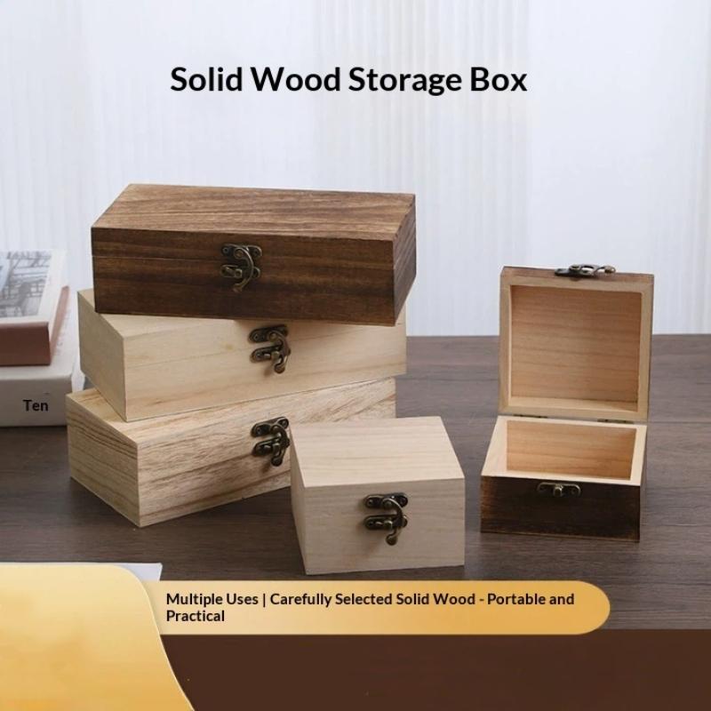 Antique Look Wooden Jewelry Box Rectangular Organizer for Vintage Rings Necklaces Gift Use