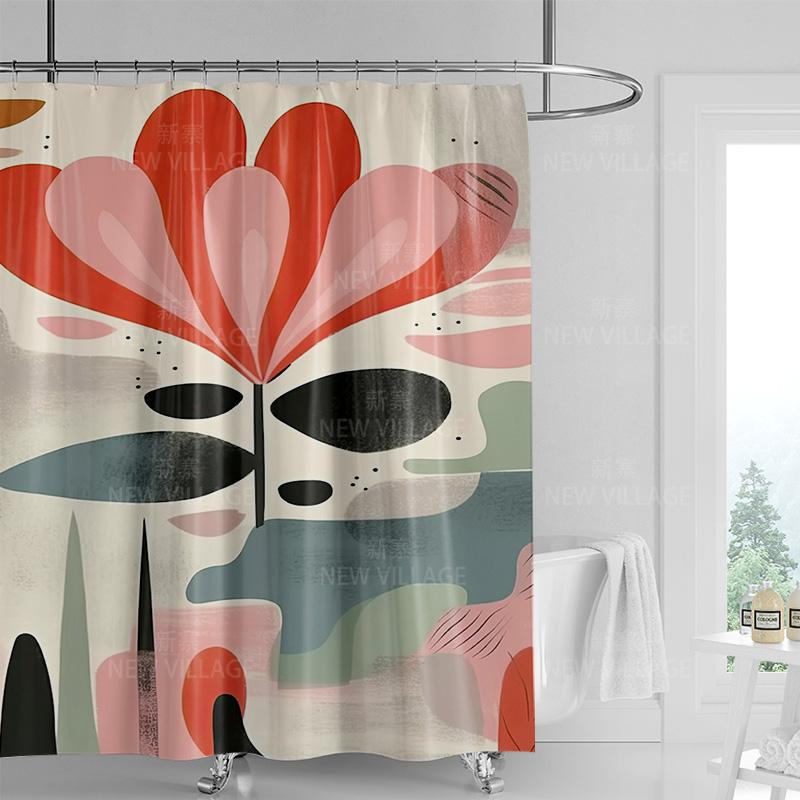 Mystischer Böhmischer Katze Duschvorhang - Blaue Katze mit Grünen Augen, Sonnen & Symbole, Fügt Einzigartige Magische Note hinzu, Hochwertiger Stoff