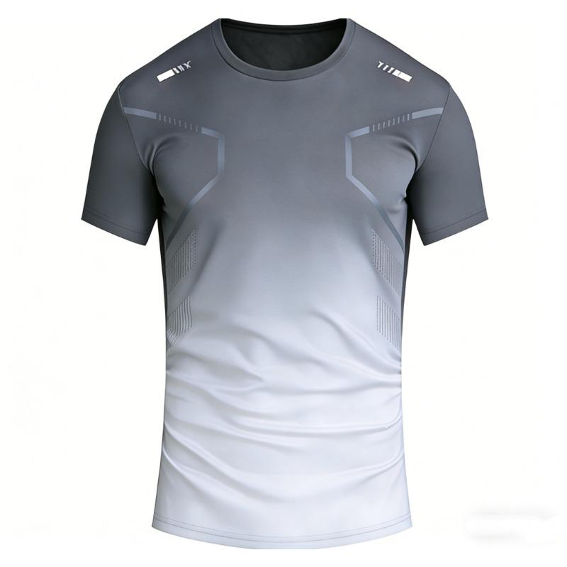 Men's T-shirt Outdoor Sports Running T-shirts Gradient Pattern Printed T-shirt Comfortable Quick Drying Short Sleeve Unisex Tops