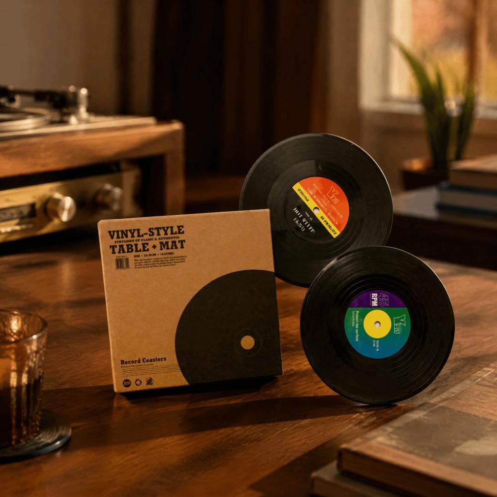 2pcs ABS Vinyl Record Coasters Black Music Disk Coasters Record Coasters  for Housewarming Gift