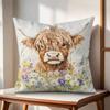 Scottish Highland Cow Cushion Cover Natural Linen Organic Fabric DoubleSided Printing Couch Pillow Covers Home Decor Gift