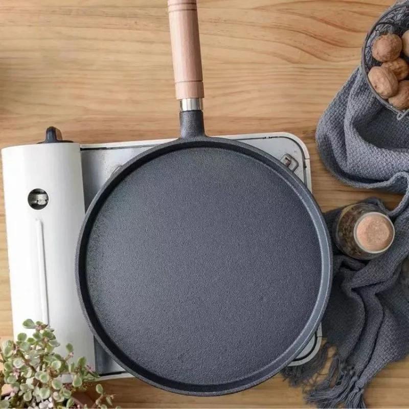 Cast Iron Frying Pan Uncoated Non-stick Egg Pancake Pan Crepe Maker Steak Frying Pot Gas Induction Cooker Kitchen Cookware