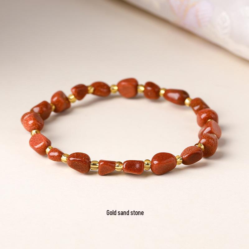 Original Natural Stone Beaded Bracelet - Women's Irregular Shape Crystal for Seaside Vacation Style
