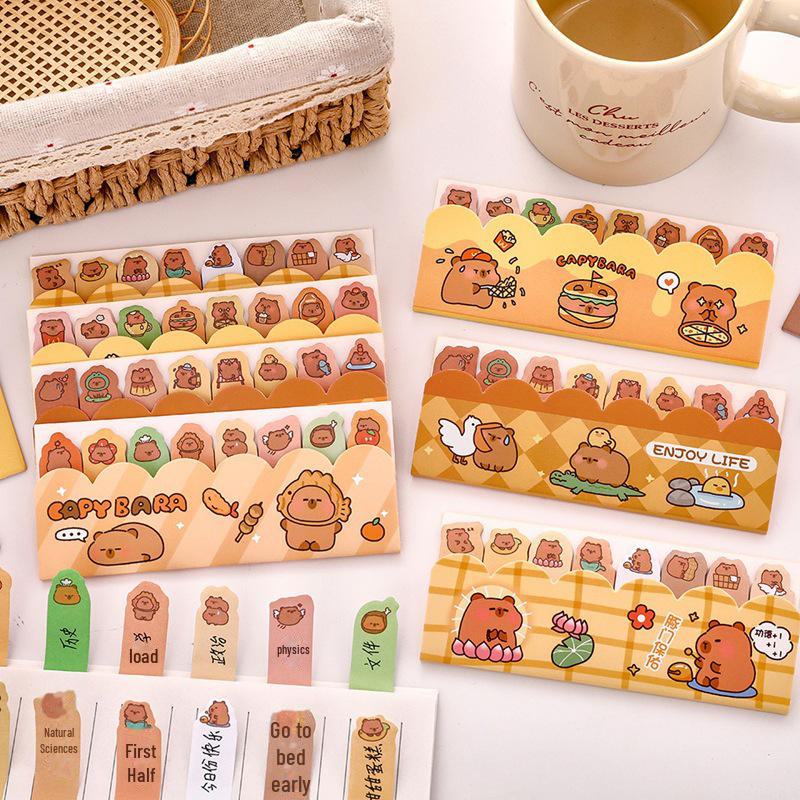 Cartoon Capybara Sticky Notes for Students - Cute Index Marker Stickers