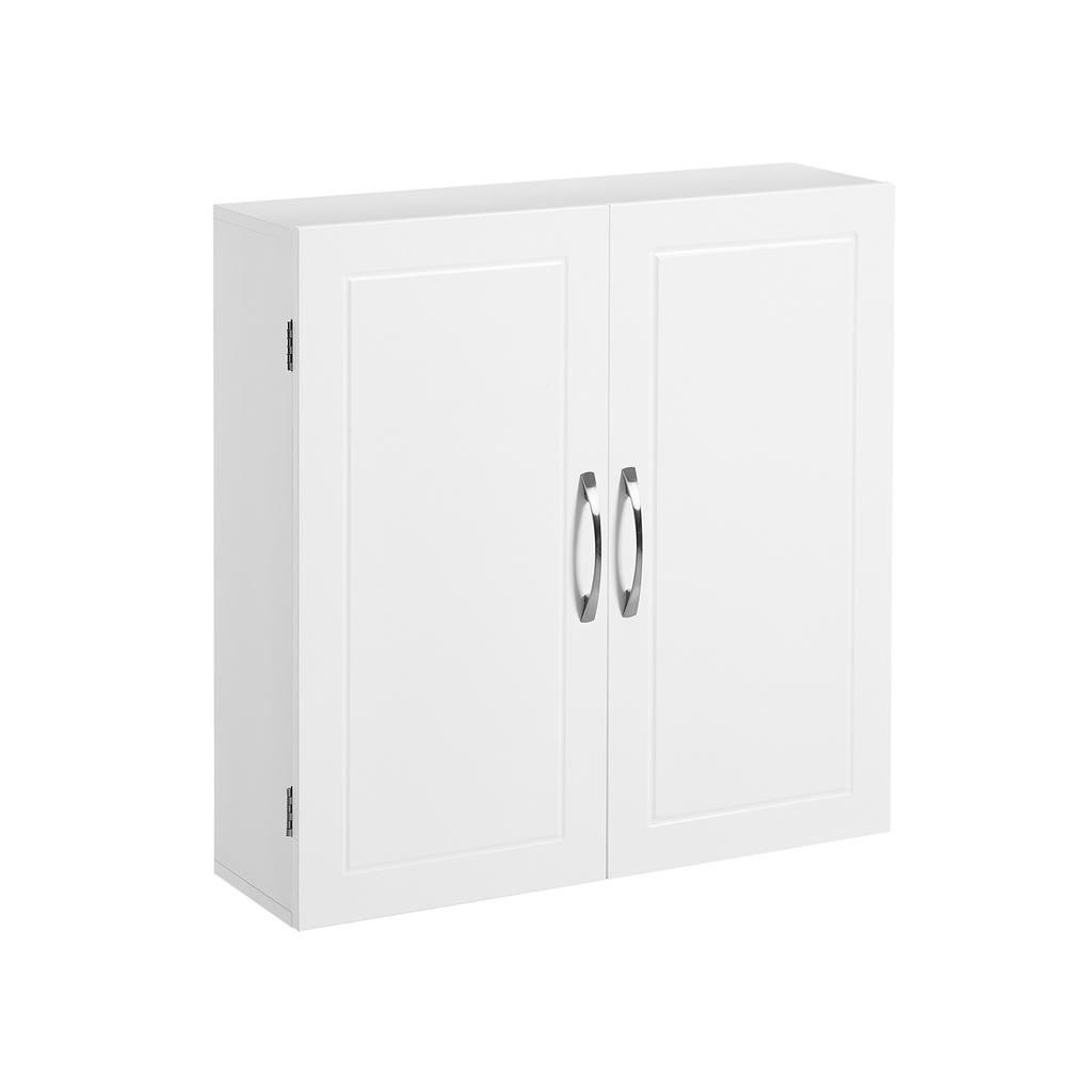 VASAGLE Mobile da Parete, Mobile da Bagno da Appendere, Armadietto dei Medicinali con Ripiani Regolabili, Doppia Porta, 60 x 18 x 60 cm