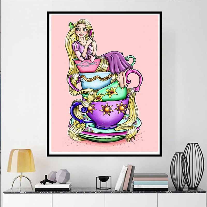 Disney Diamond Painting Rapunzel Teacup Theme Art Painting Cartoon 5D Diamond Cross Stitch Mosaic Home Decor Gift