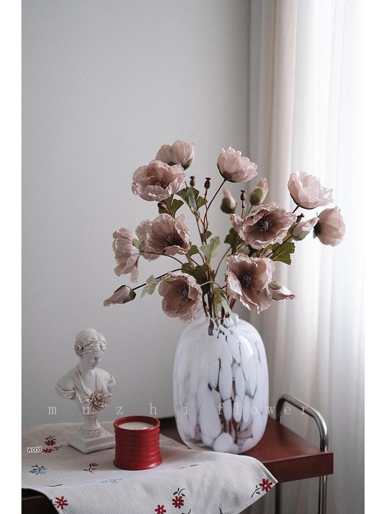 Vallmo Konstblommor - Lyxig Blomsterbukett för Vardagsrumsinredning