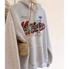 Grey Front Shoulder Hooded Sweater Women's Lazy Wind Loose Pullover Long Sleeve Top