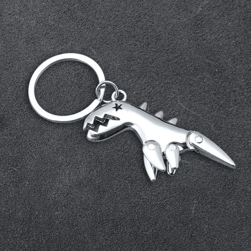 Small Dinosaur Car Keychain Motorcycle Decorative Accessories Single Leather Metal Keychain Handbag Pendant Small Gift