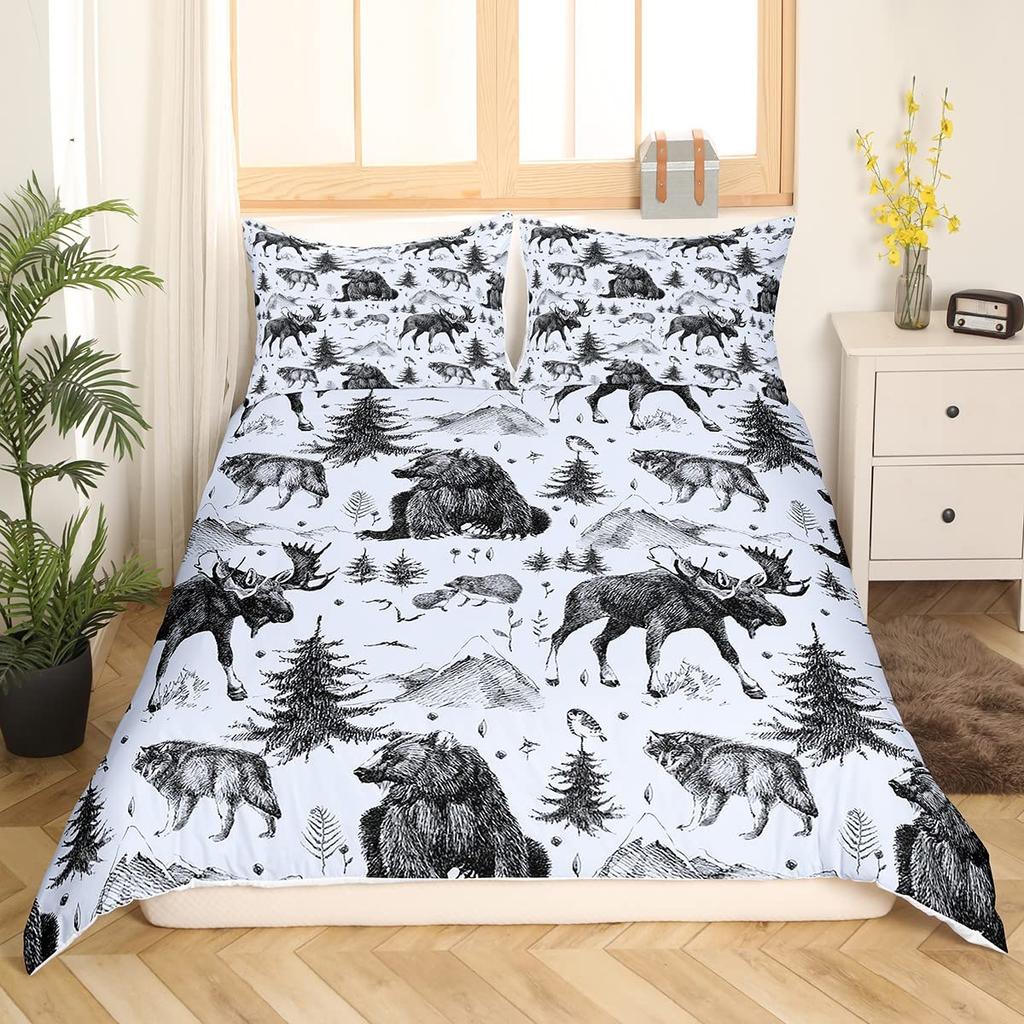 Wolf Bedding Sets Twin Queen King Size Wild Animal Theme Duvet Cover Set For Kids Teens Adults Room Decor 2 Pillowcases No Quilt