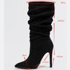 Fashion AIYUQI 2025 New Pointed Toe Women's Stiletto High Heel Boots Mid-tube Spring Female Boots Fashionable Pleated Women High Heels