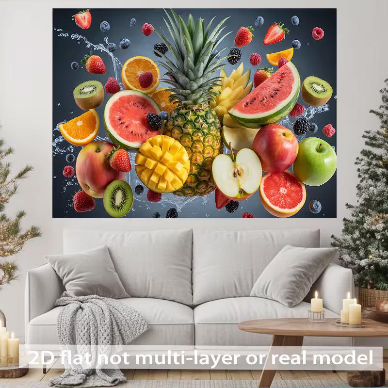 2D Tropical Fruit Backdrop, Summer Party & Food Photography Background