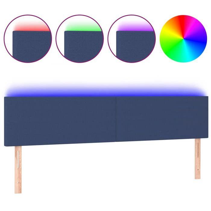 VidaXL Tête de Lit à LED Meuble de Chambre à Coucher Accessoire de Lit Double Tête de Cadre de Lit Intérieur Bleu 3121360