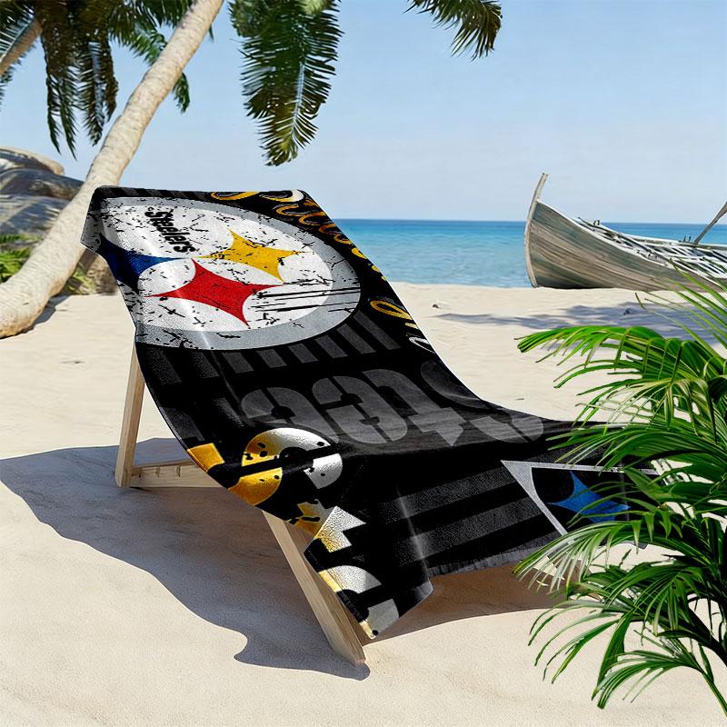 Pittsburgh Steelers Print Beach Towel, Large Soft Quick Dry Towel for Beach Camping Swimming