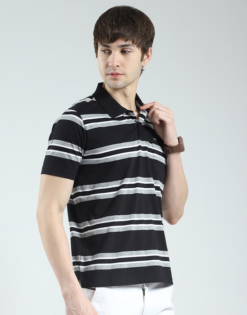 MONTE CARLO Men's Regular Fit Striped Half Sleeve Polo T-Shirt