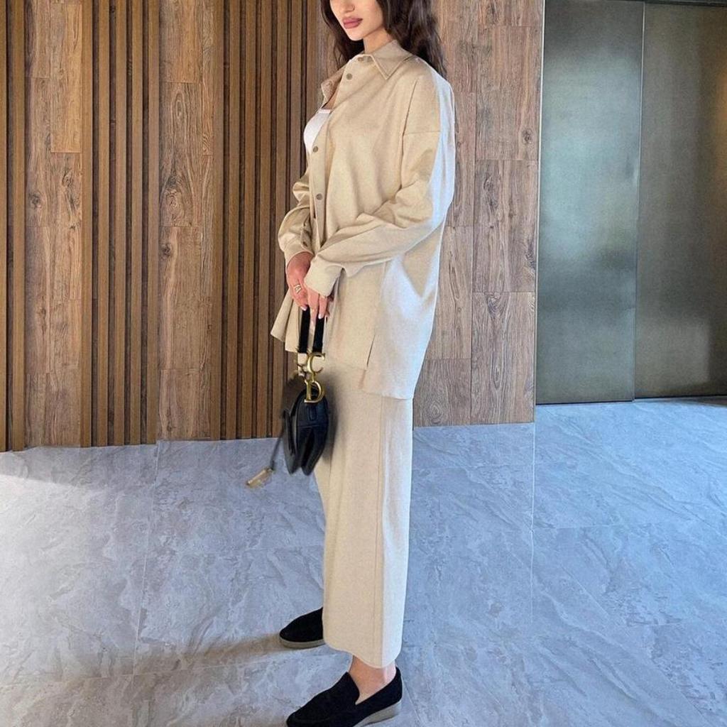 In Stock: 2024 Spring Midi Skirt Set - Middle Eastern Muslim Women's Loose Long-Sleeved Shirt & Casual Two-Piece Set
