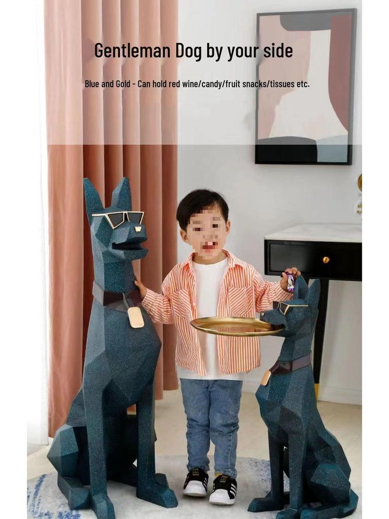 Nordycka Wysokiej Klasy Żywiczna Figurka Psa Dżentelmena Dekoracja Podłogowa