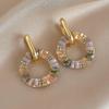 Detachable Luxury Multicolor Crystal Zircon Circle Dangle Earrings for Women Temperament Statement Jewelry One Style Two Ways
